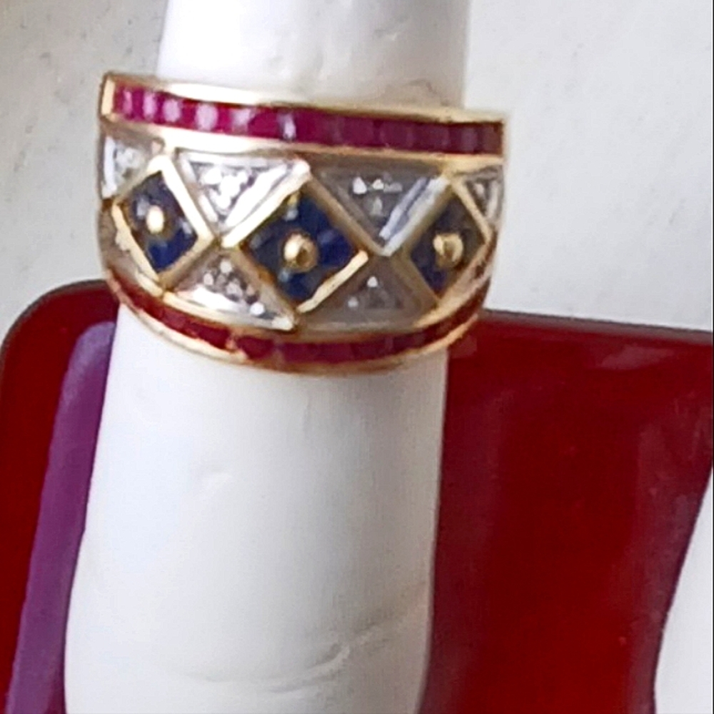 Diamond Sapphire Ruby Ring